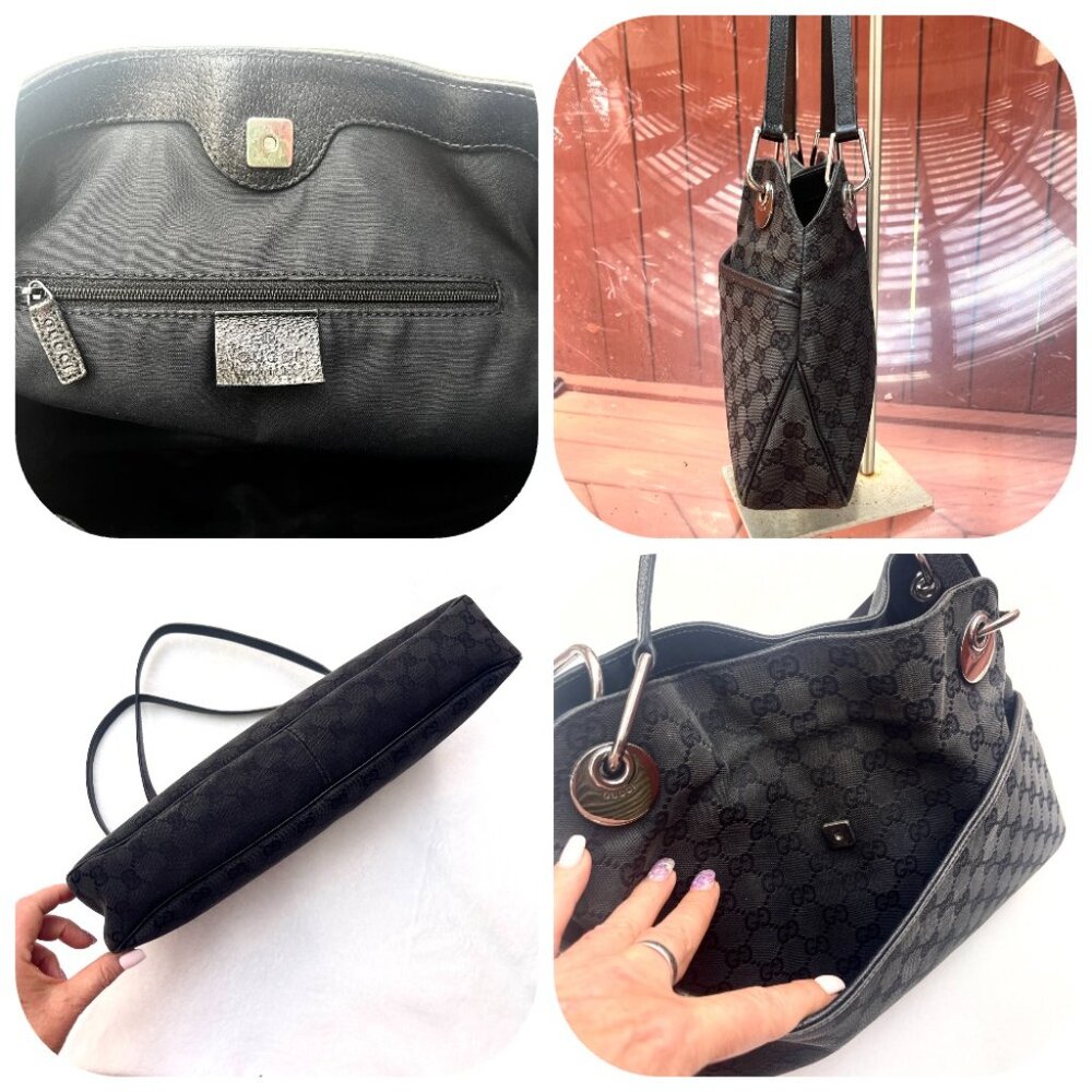 Gucci Eclipse GG Canvas/patent leather Medium Black Tote - Picture 5 of 17